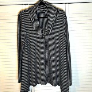 Jones New York Black/Gray Cowl Neck, Long Sleeve, Size 1X